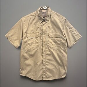 511 Tactical Series Mens Utility Shirt Sz L Tan Ripstop Short Sleeve Vented